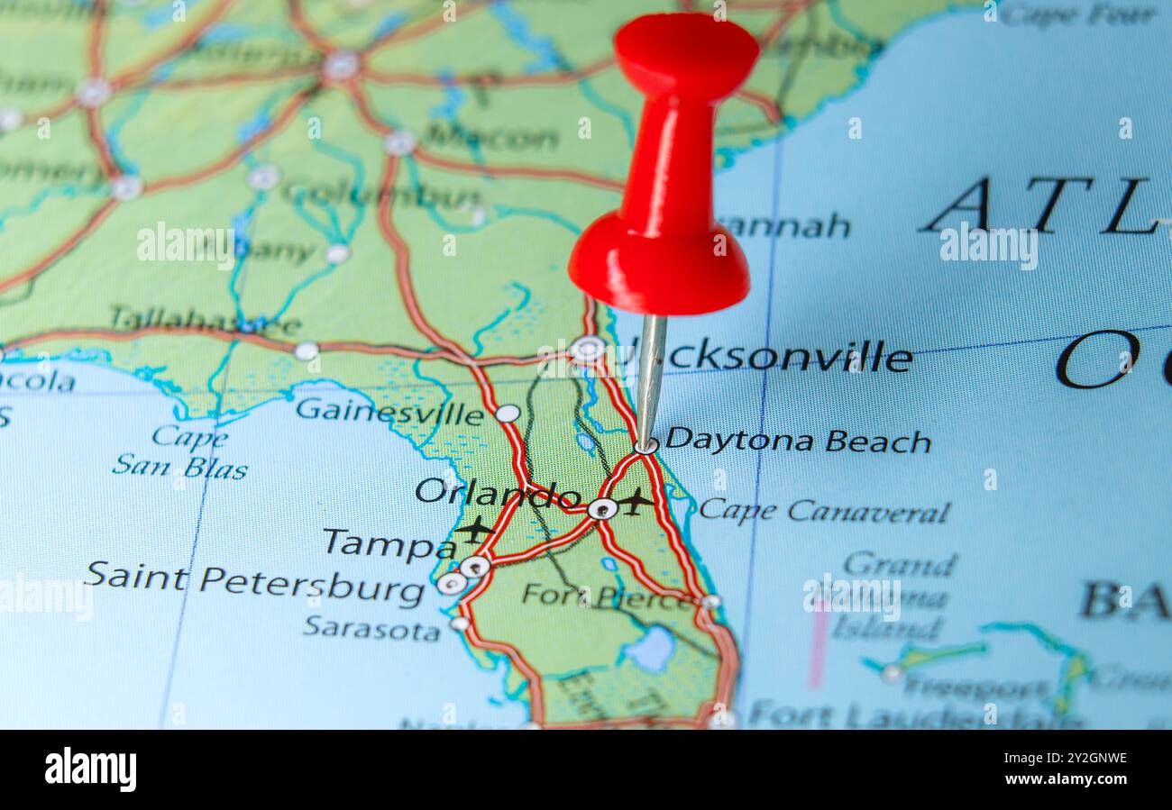 Daytona Beach, Florida pin on map Stock Photo Alamy