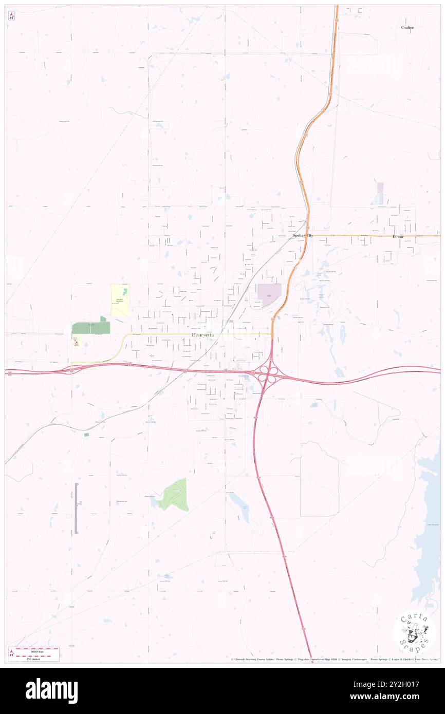 Henryetta, Okmulgee County, US, United States, Oklahoma, N 35 26' 23'', S 95 58' 54'', map, Cartascapes Map published in 2024. Explore Cartascapes, a map revealing Earth's diverse landscapes, cultures, and ecosystems. Journey through time and space, discovering the interconnectedness of our planet's past, present, and future. Stock Photo