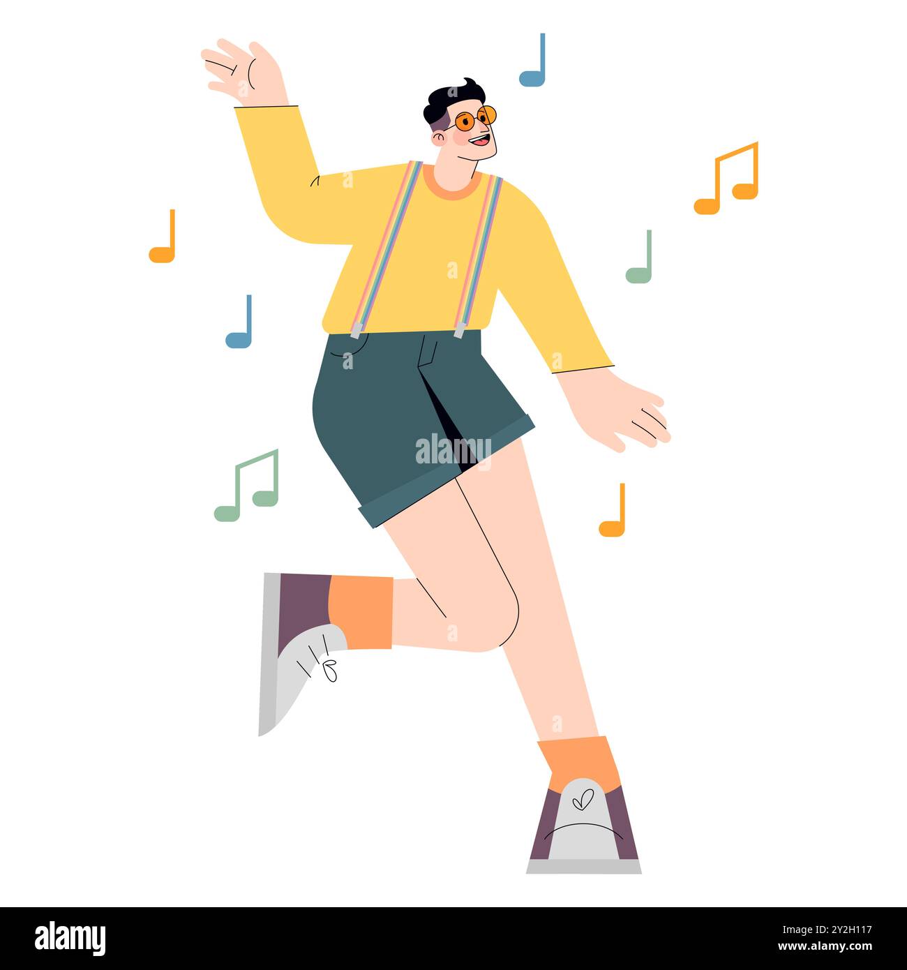 Diversity businessman concept. A cheerful, dancing male figure with ...