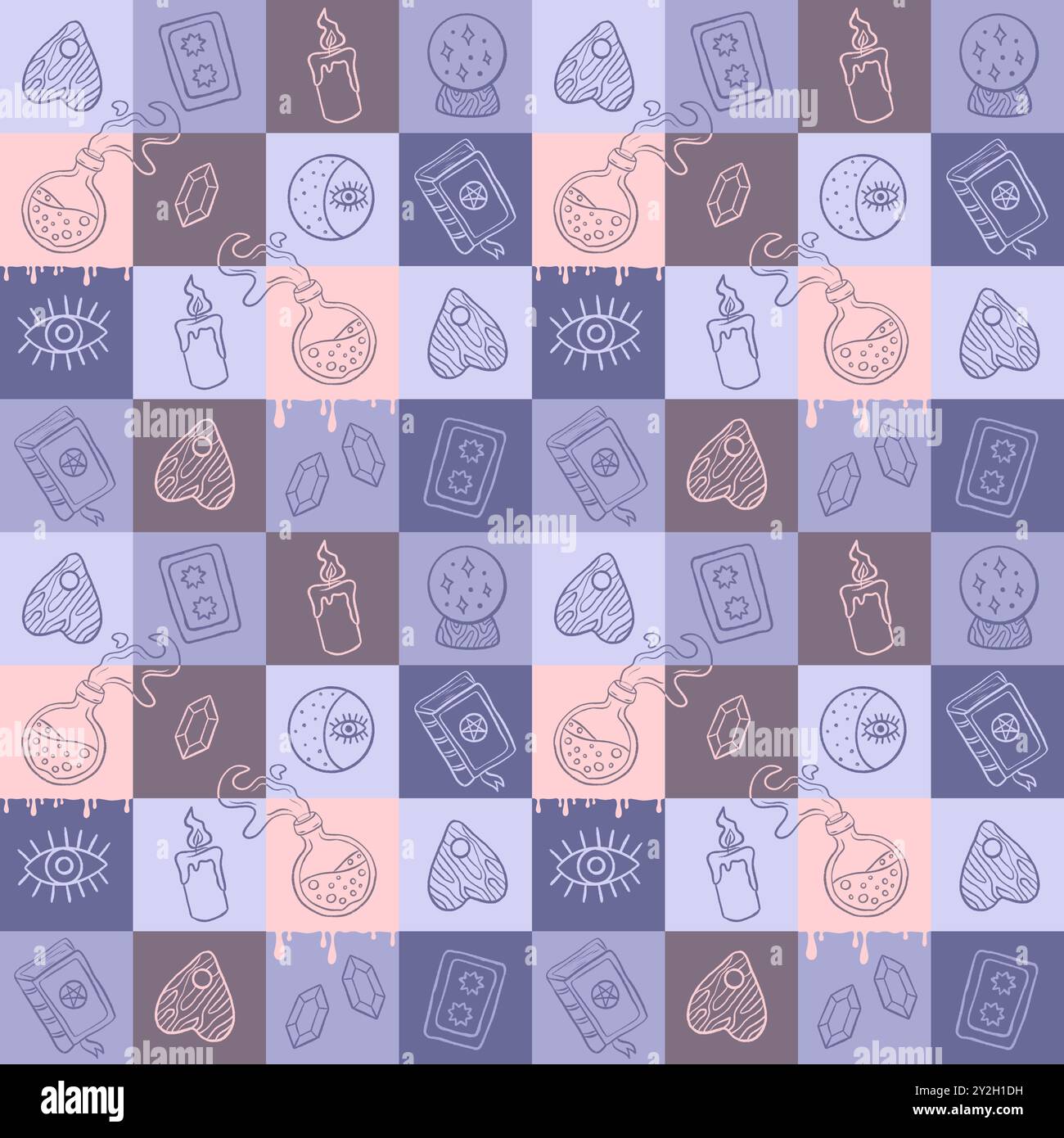 Hand drawn seamless pattern with magical occult elements. Sorceress ...