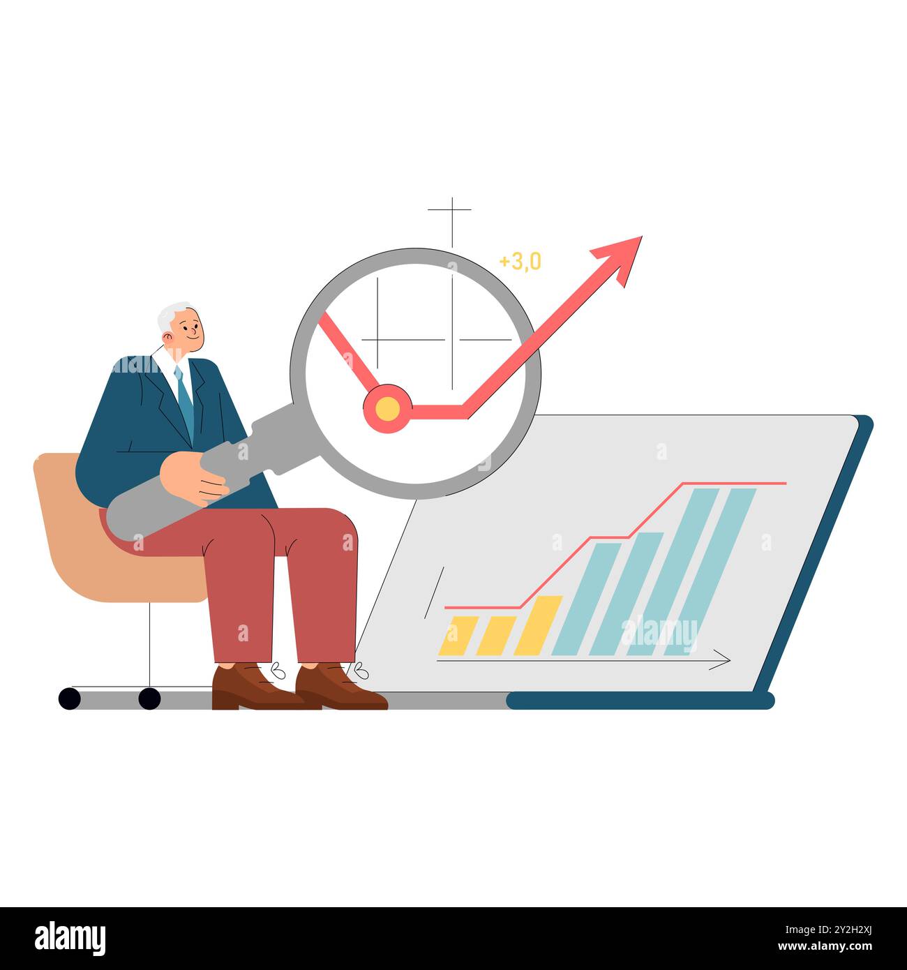 Business growth concept. A businessman analyzes financial success with ...