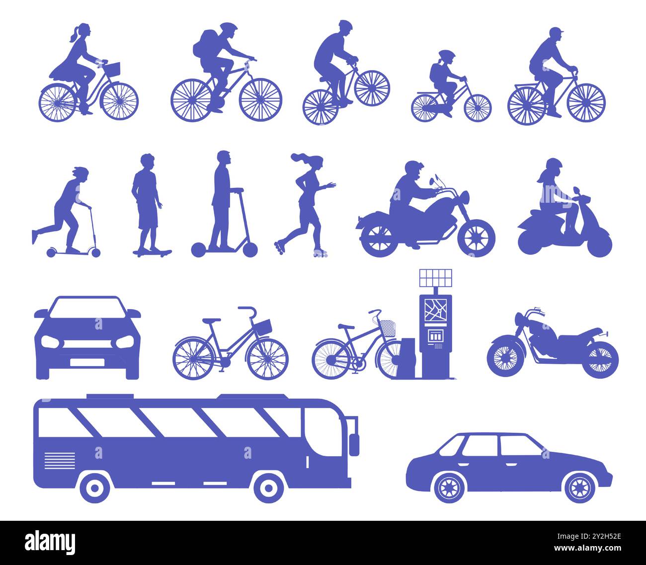 Public city transport silhouette of different kinds vector illustration ...