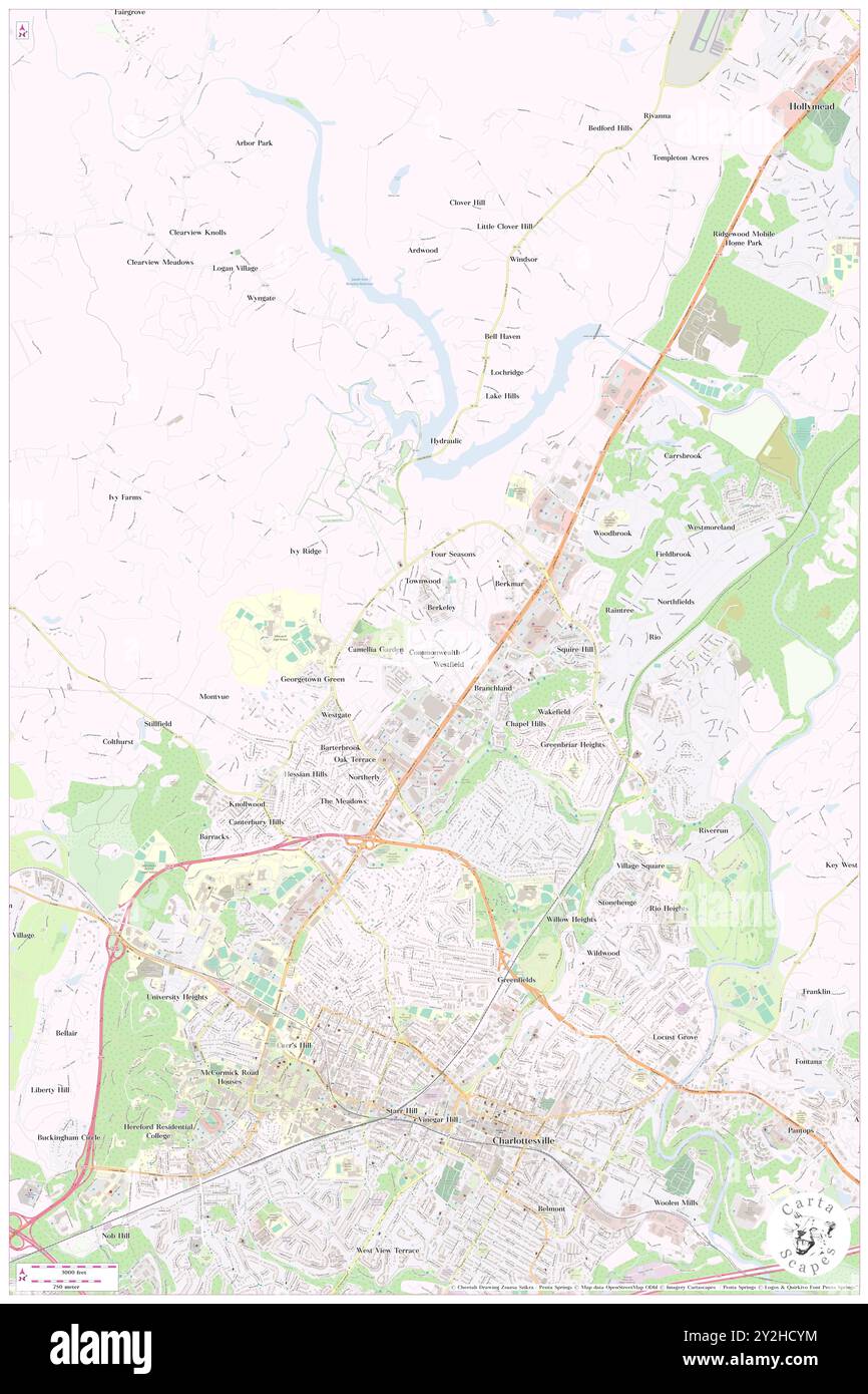 Commonwealth, Albemarle County, US, United States, Virginia, N 38 4' 29'', S 78 29' 14'', map, Cartascapes Map published in 2024. Explore Cartascapes, a map revealing Earth's diverse landscapes, cultures, and ecosystems. Journey through time and space, discovering the interconnectedness of our planet's past, present, and future. Stock Photo