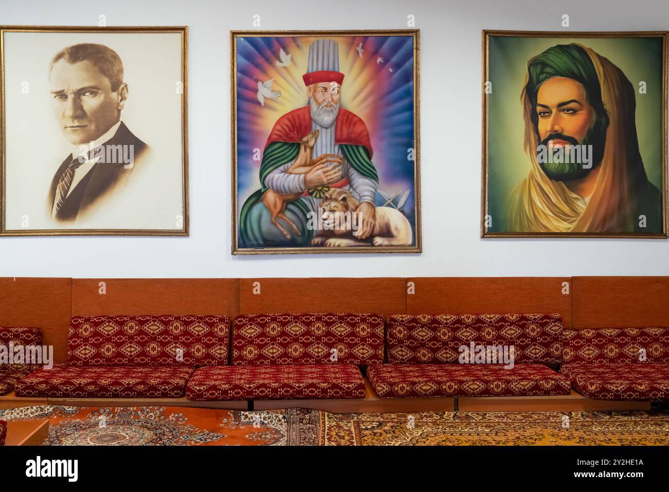 Ankara, Turkey-August 25, 2024:  Close up view of cem house at Huseyin Gazi hill; Alevi Turkish citizens place of worship. Gathering place for Bektash Stock Photo