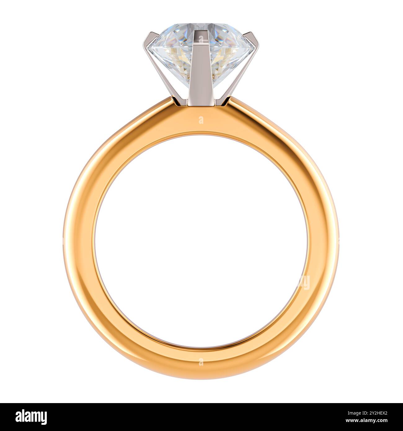 Diamond Ring, Golden engagement ring with diamond, 3D rendering ...