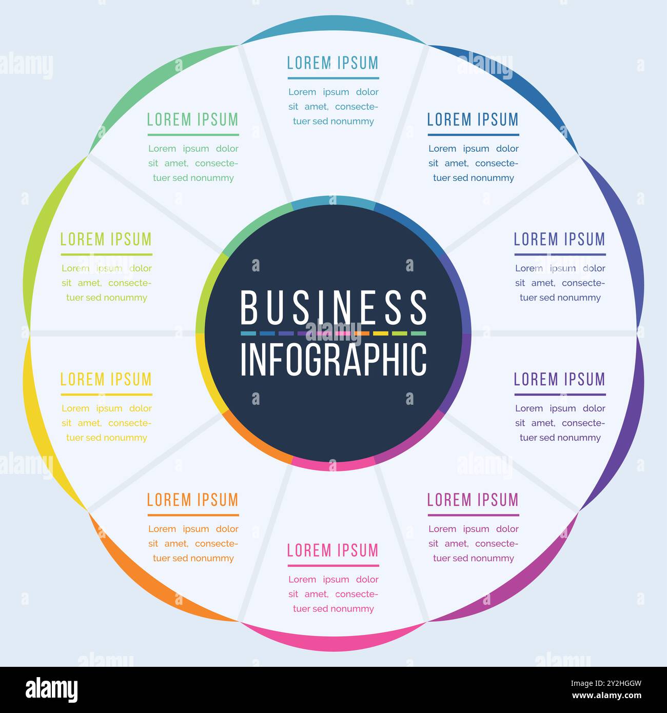 10 Options Infographic circle design 10 Options, objects, elements or steps information business infographic template Stock Vector