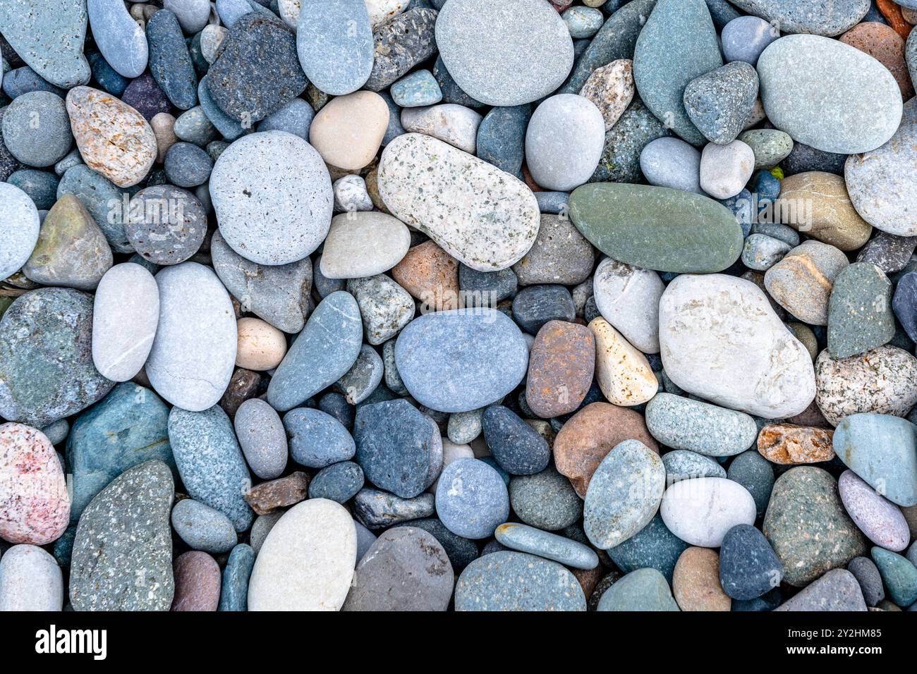 Web banner abstract smooth round pebbles sea texture background Stock Photo