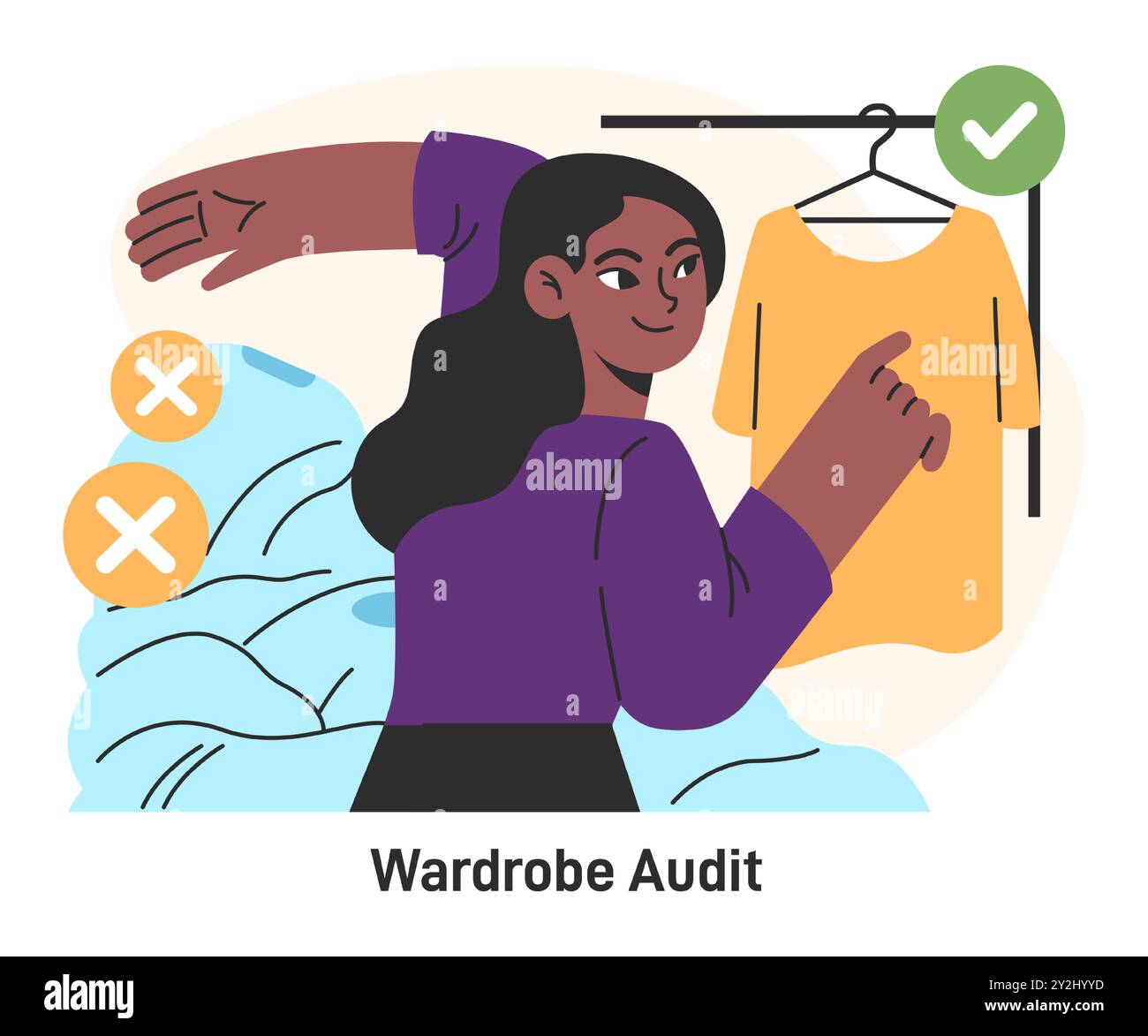 Capsule Wardrobe Character Doing A Apparel Audit Throwing Away Capsule Wardrobe Character Doing A Apparel Audit Throwing Away
