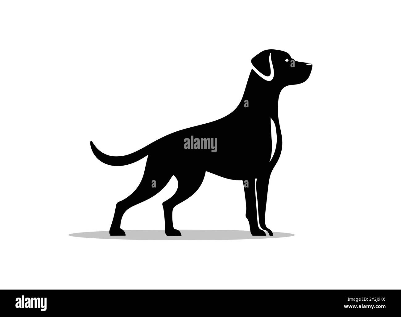 Cute Bulldog Silhouette Illustration in Black and White, Featuring Canine Outline and Playful Pet Design, Perfect for Dog Breed Icons, Logos, Clipart Stock Vector