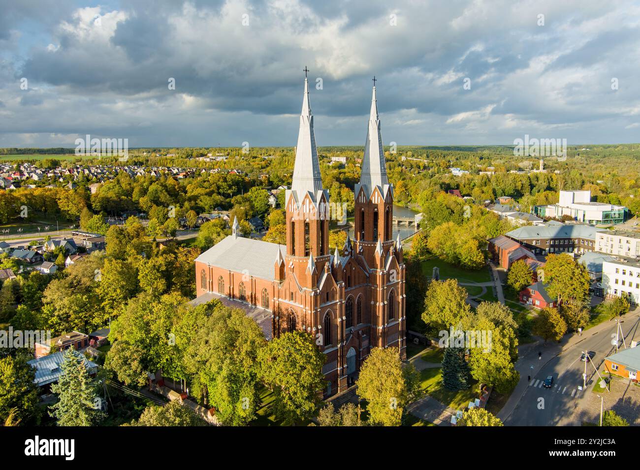 Church of Apostle Evangelist St. Matthew in Anyksciai, situated on the right bank of the Sventoji River, the tallest church in Lithuania. Stock Photo