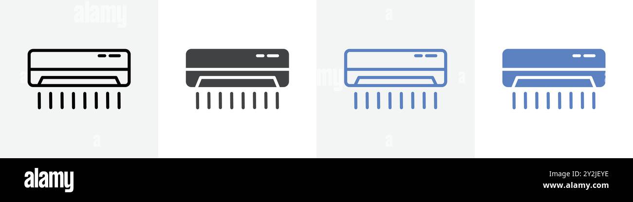 air condition icon linear thin line icon graphics set black and white Stock Vector