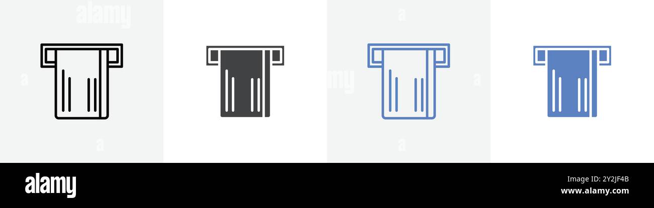atm insert card icon linear thin line icon graphics set black and white Stock Vector