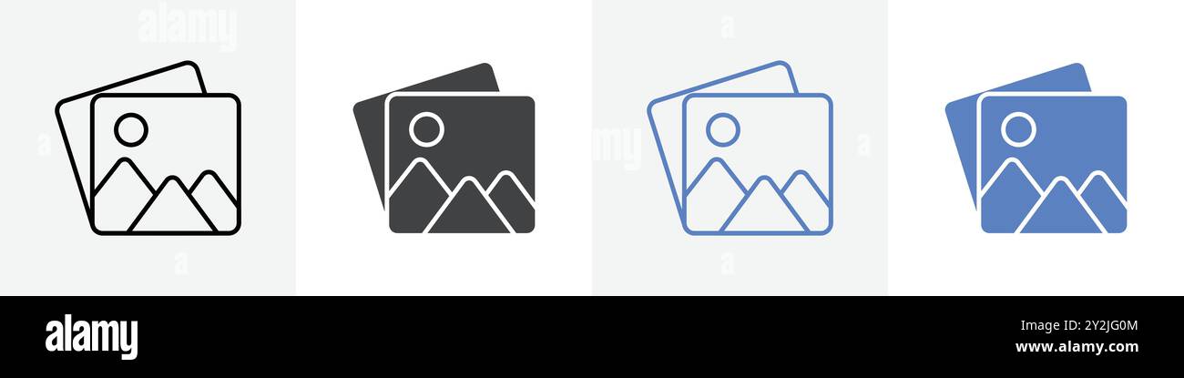 gallery icon linear thin line icon graphics set black and white Stock ...
