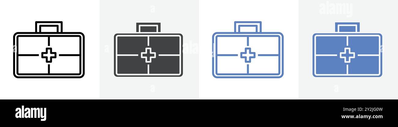 first aid kit icon linear thin line icon graphics set black and white ...