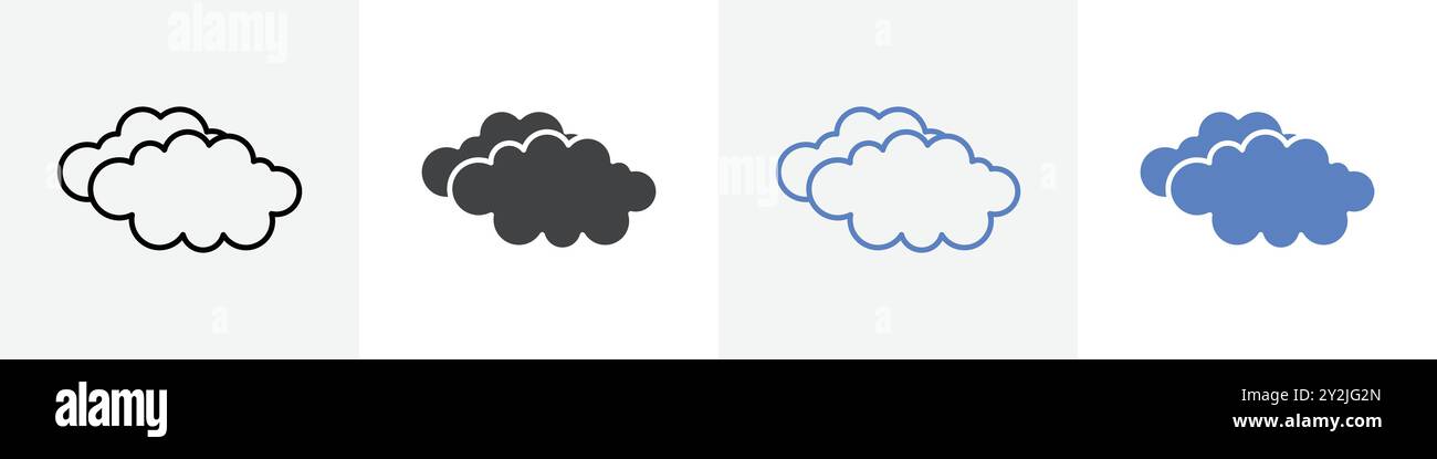 clouds icon linear thin line icon graphics set black and white Stock Vector