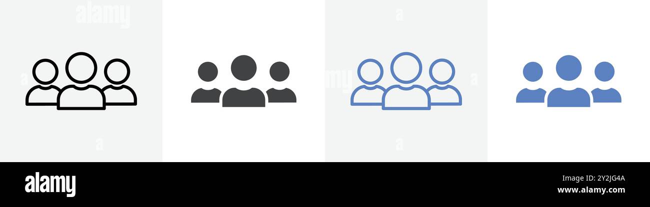 group icon linear thin line icon graphics set black and white Stock ...