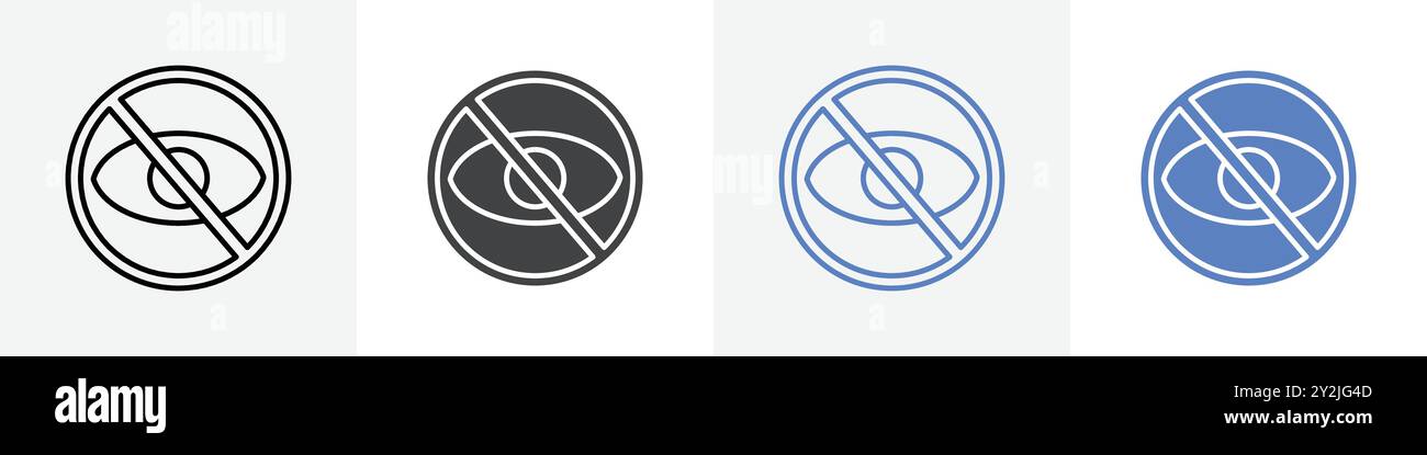 hide icon linear thin line icon graphics set black and white Stock ...
