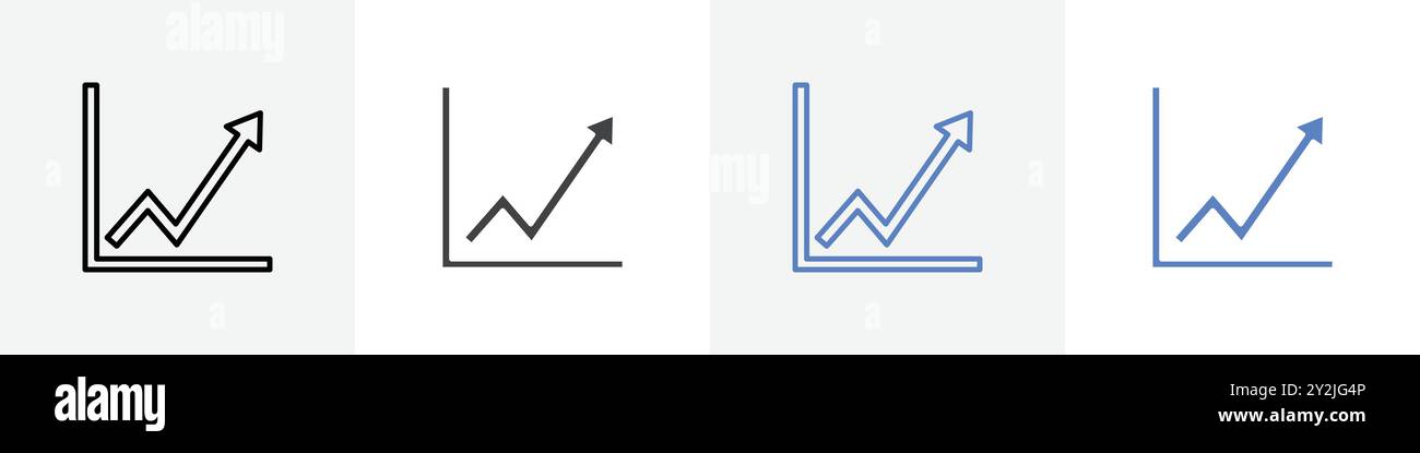 graph icon linear thin line icon graphics set black and white Stock ...
