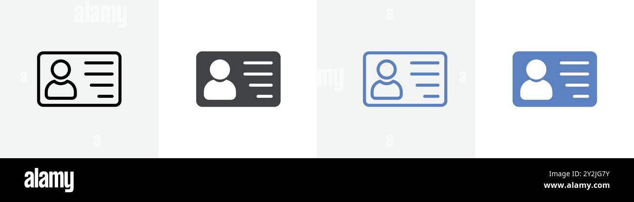 id card icon linear thin line icon graphics set black and white Stock ...