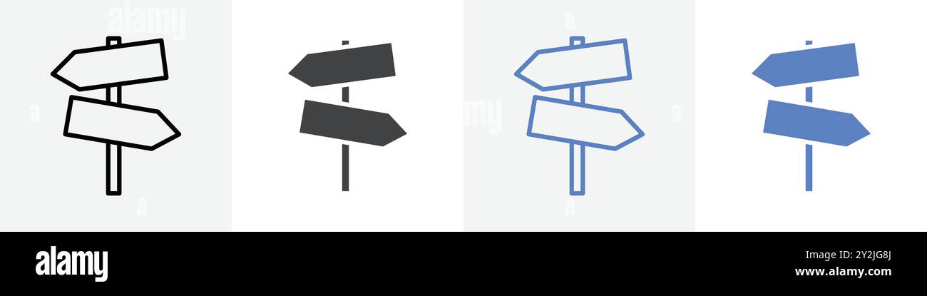 direction icon linear thin line icon graphics set black and white Stock Vector