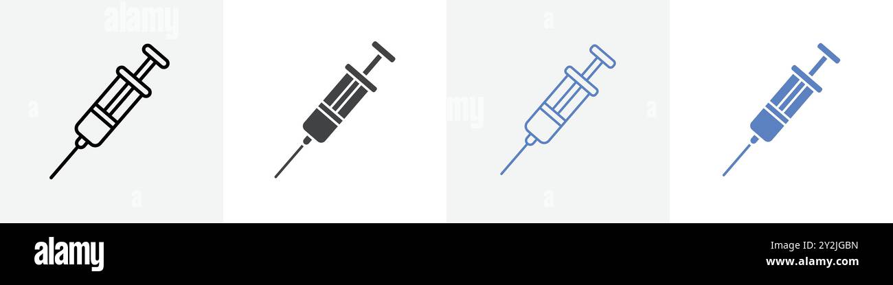 injection icon linear thin line icon graphics set black and white Stock ...