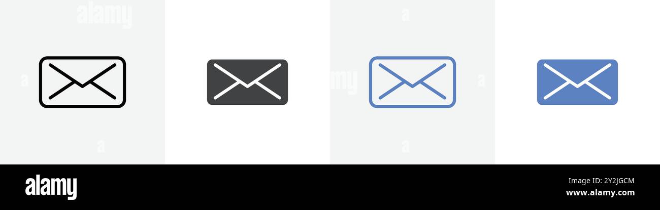 mail icon linear thin line icon graphics set black and white Stock ...