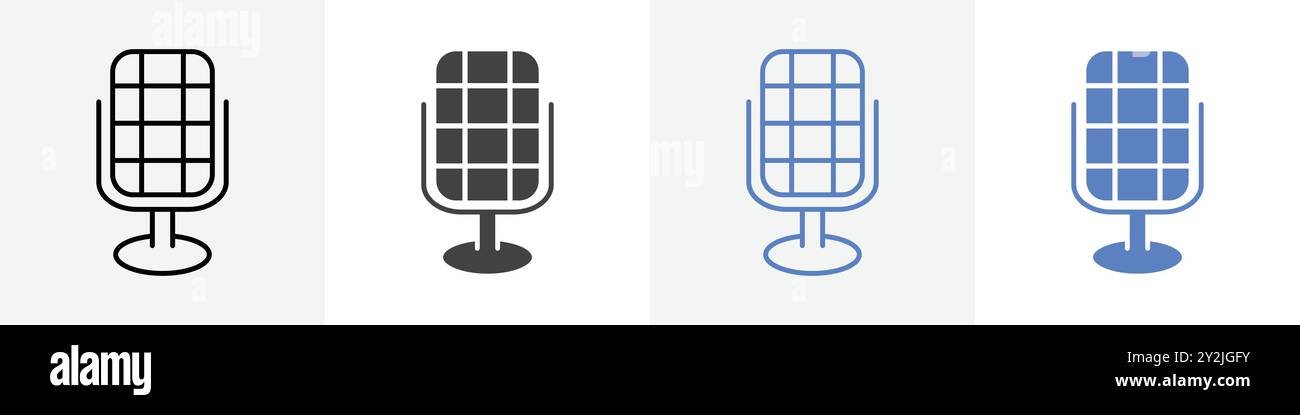 microphone icon linear thin line icon graphics set black and white ...