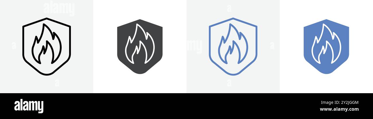 fire safe icon linear thin line icon graphics set black and white Stock ...