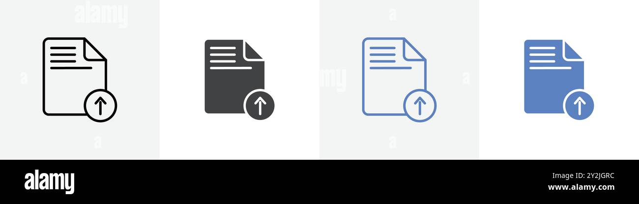 file upload icon linear thin line icon graphics set black and white Stock Vector