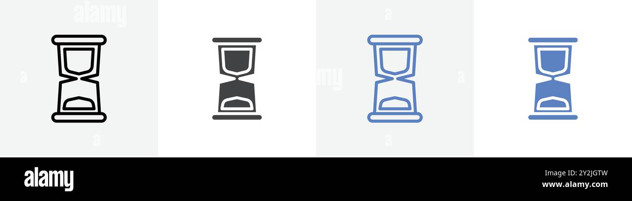 sand clock icon linear thin line icon graphics set black and white ...