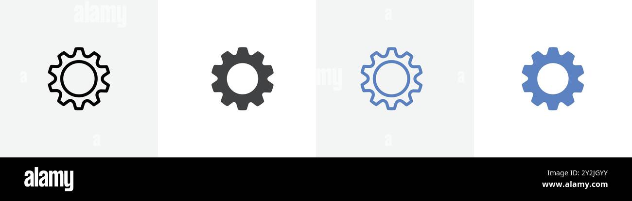 setting icon linear thin line icon graphics set black and white Stock ...