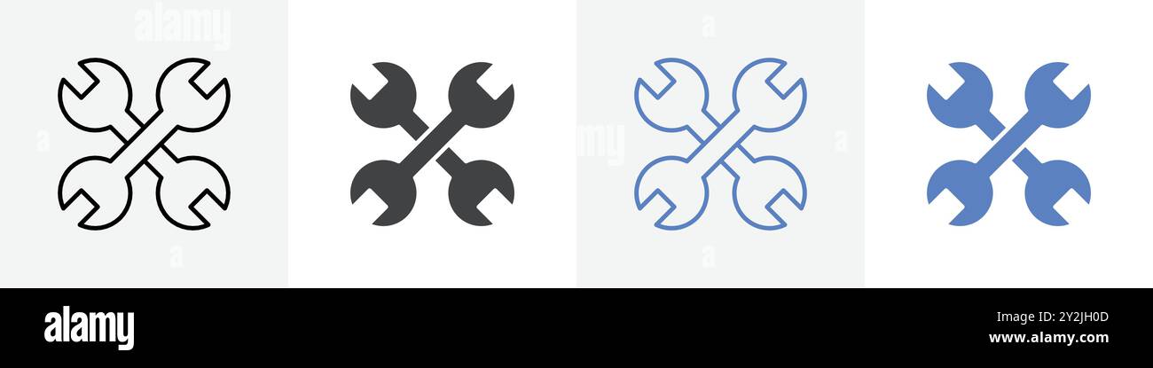 setting icon linear thin line icon graphics set black and white Stock ...