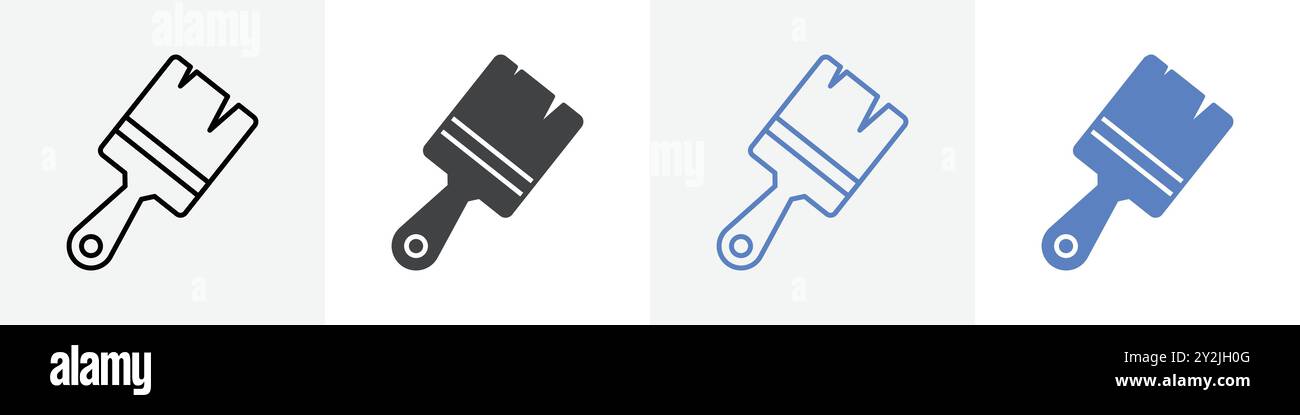 paint brush icon linear thin line icon graphics set black and white ...