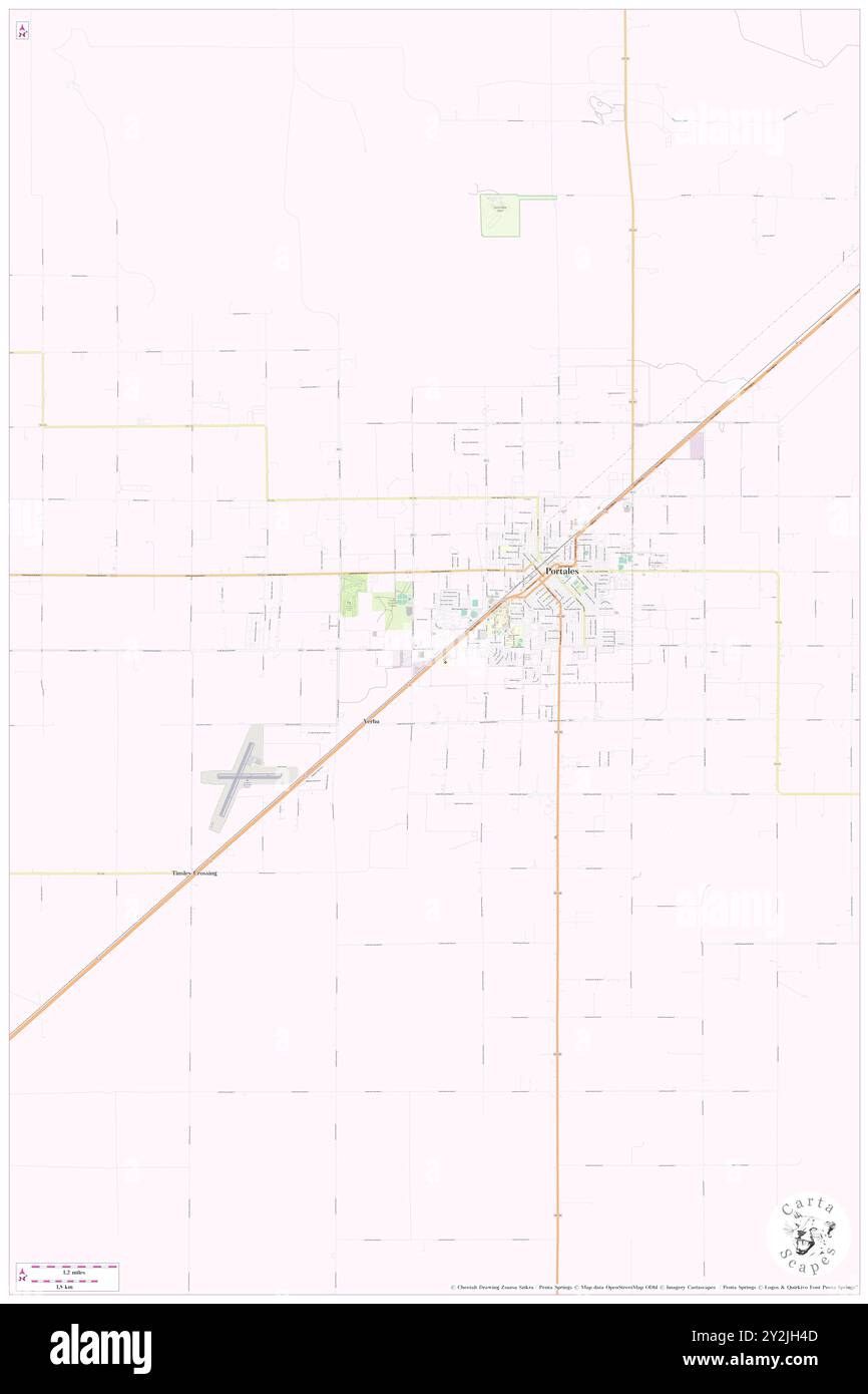 Portales, Roosevelt County, US, United States, New Mexico, N 34 11' 10'', S 103 20' 3'', map, Cartascapes Map published in 2024. Explore Cartascapes, a map revealing Earth's diverse landscapes, cultures, and ecosystems. Journey through time and space, discovering the interconnectedness of our planet's past, present, and future. Stock Photo