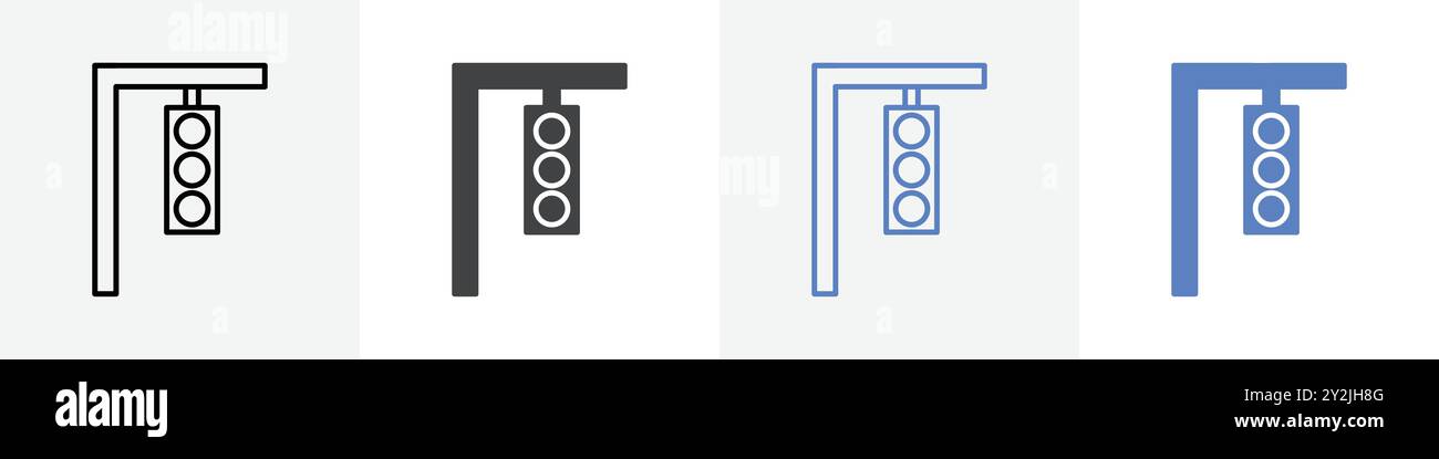 traffic light icon linear thin line icon graphics set black and white ...