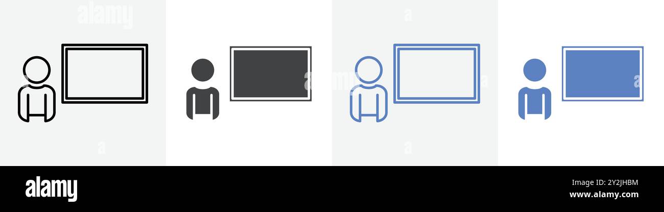 teacher icon linear thin line icon graphics set black and white Stock ...
