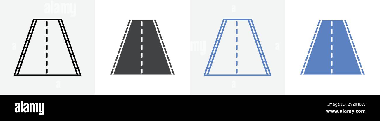 road icon linear thin line icon graphics set black and white Stock ...