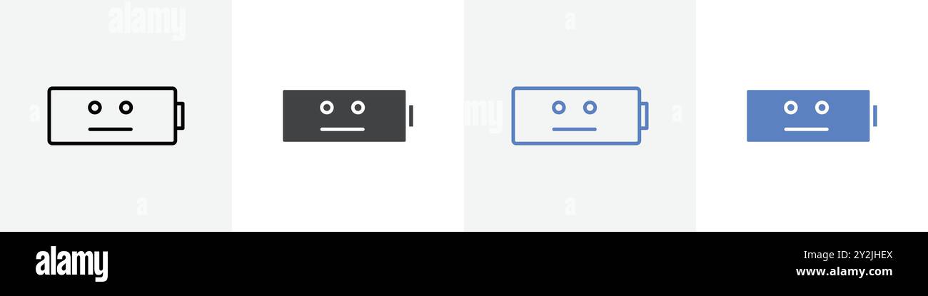 normal battery icon linear thin line icon graphics set black and white Stock Vector