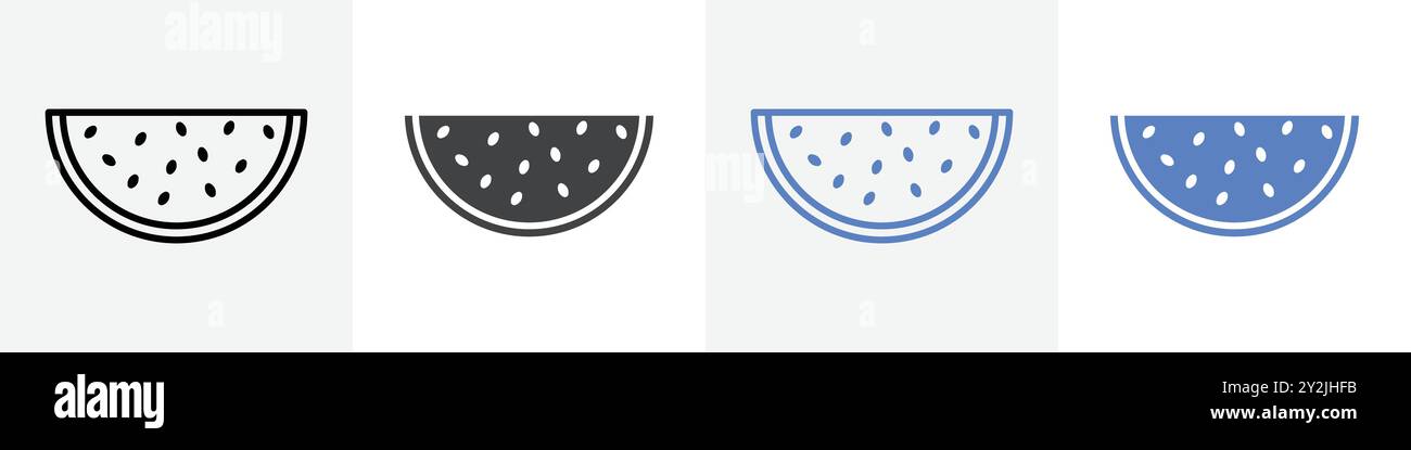 watermelon icon linear thin line icon graphics set black and white ...