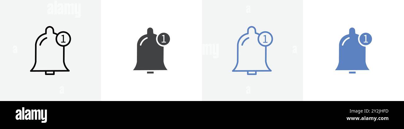 notification linear thin line icon graphics set black and white Stock ...