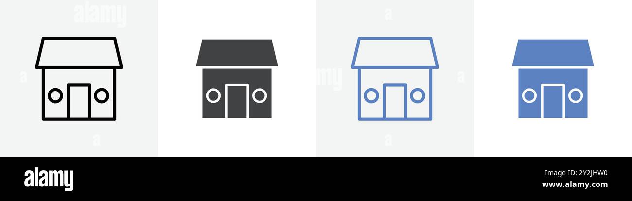 shop icon linear thin line icon graphics set black and white Stock ...