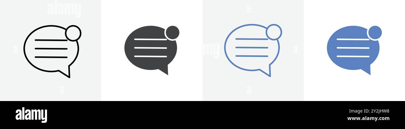 text notification icon linear thin line icon graphics set black and white Stock Vector Image ...