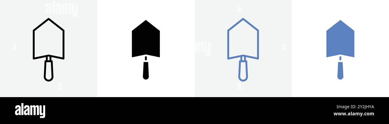 trowel icon linear thin line icon graphics set black and white Stock Vector