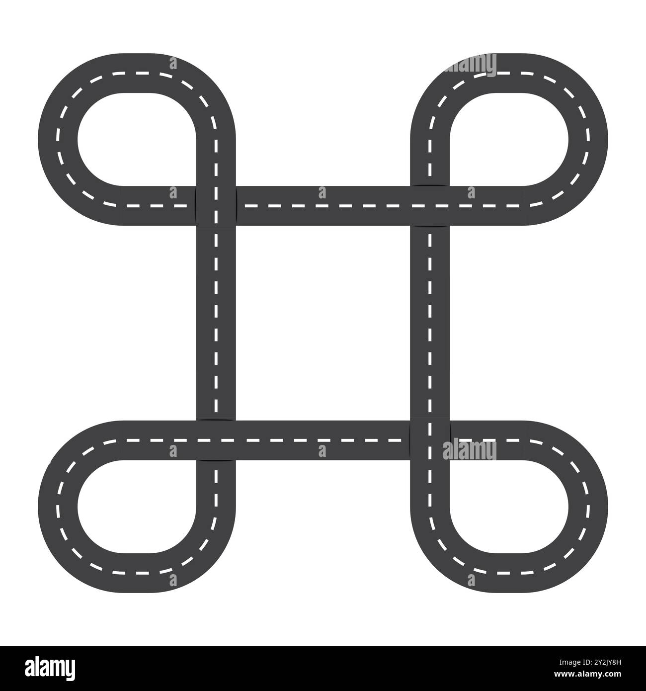 Geometric road pattern. Black highway loops. Complex street network ...