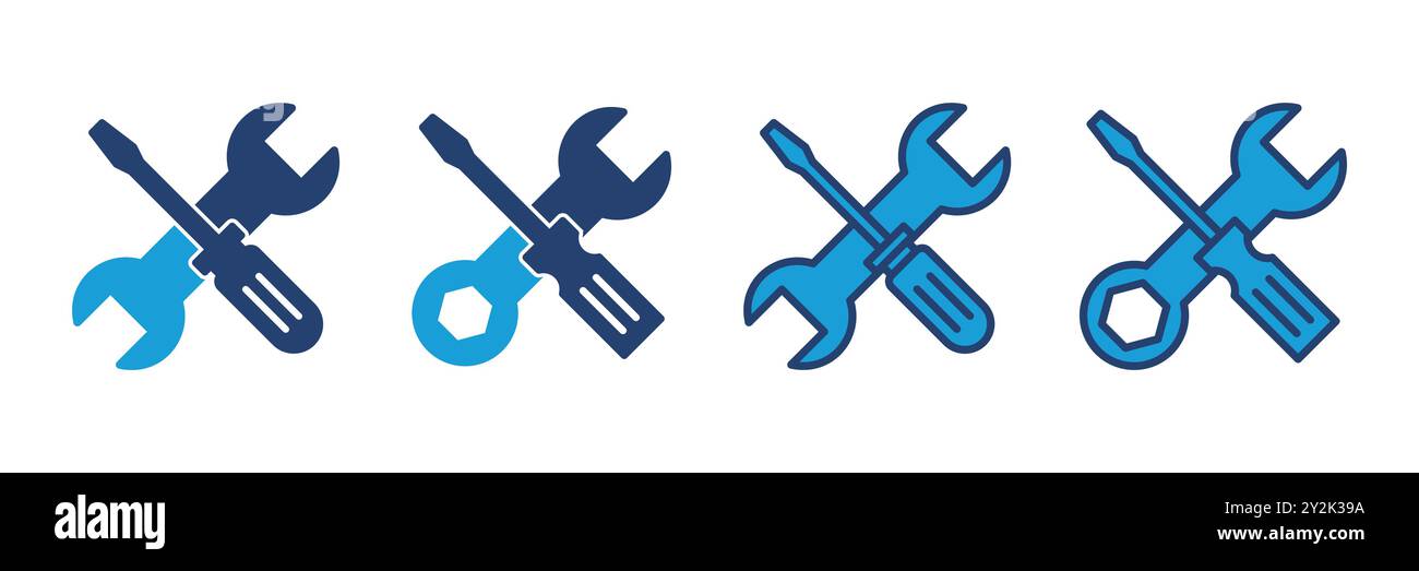 Repair tools icon vector. tool icon vector. setting icon vector. Wrench and screwdriver. support, Service Stock Vector