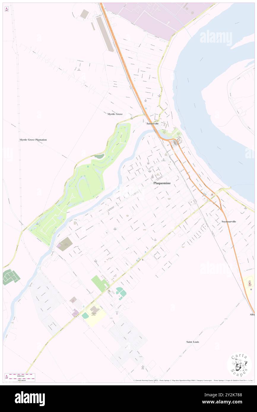 Plaquemine, Iberville Parish, US, United States, Louisiana, N 30 17' 24'', S 91 14' 5'', map, Cartascapes Map published in 2024. Explore Cartascapes, a map revealing Earth's diverse landscapes, cultures, and ecosystems. Journey through time and space, discovering the interconnectedness of our planet's past, present, and future. Stock Photo