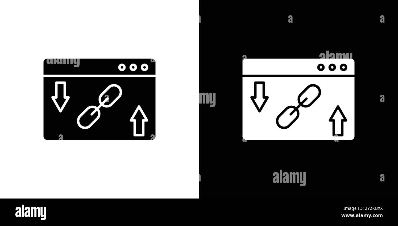 Backlink icon linear logo mark set collection in black and white for web Stock Vector
