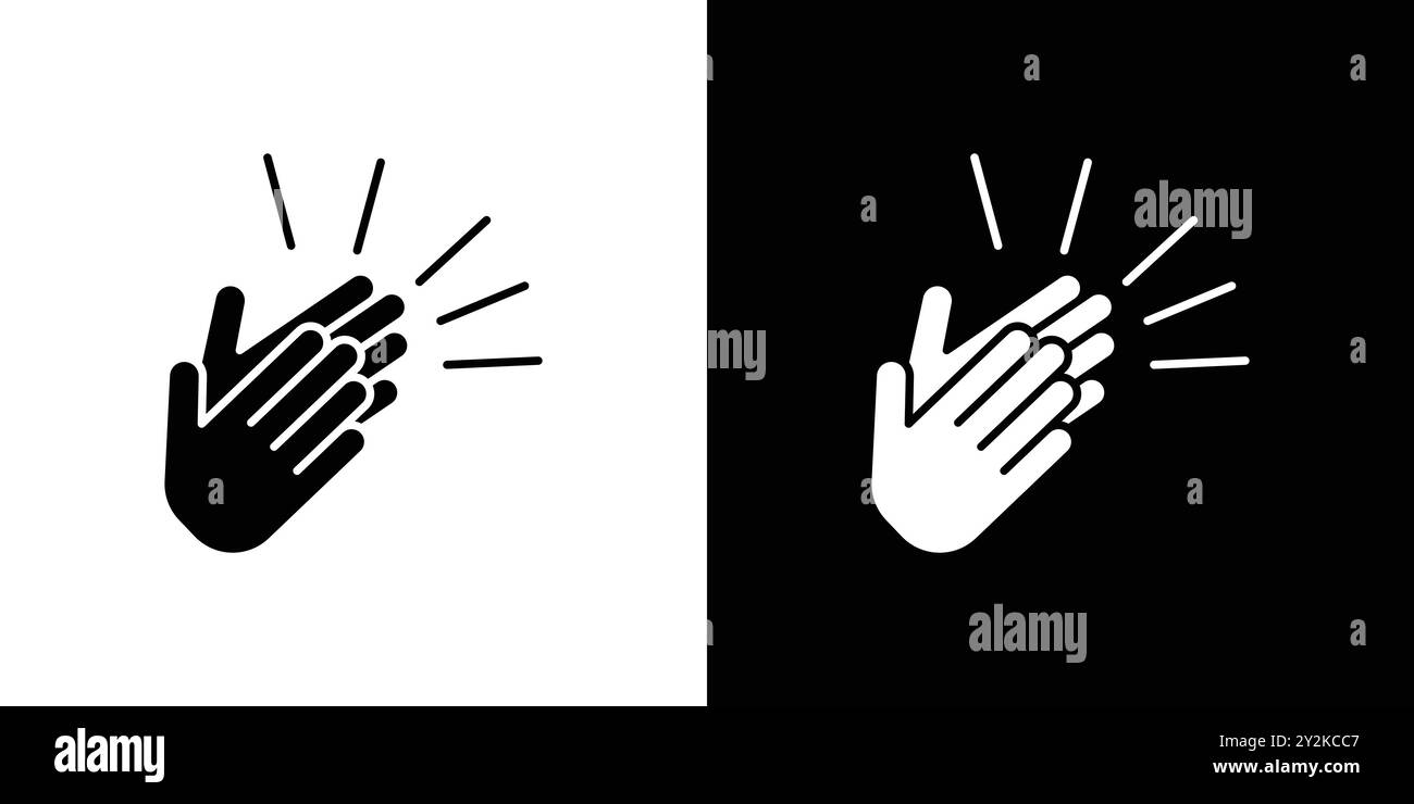 Clapping hand icon linear logo mark set collection in black and white for web Stock Vector