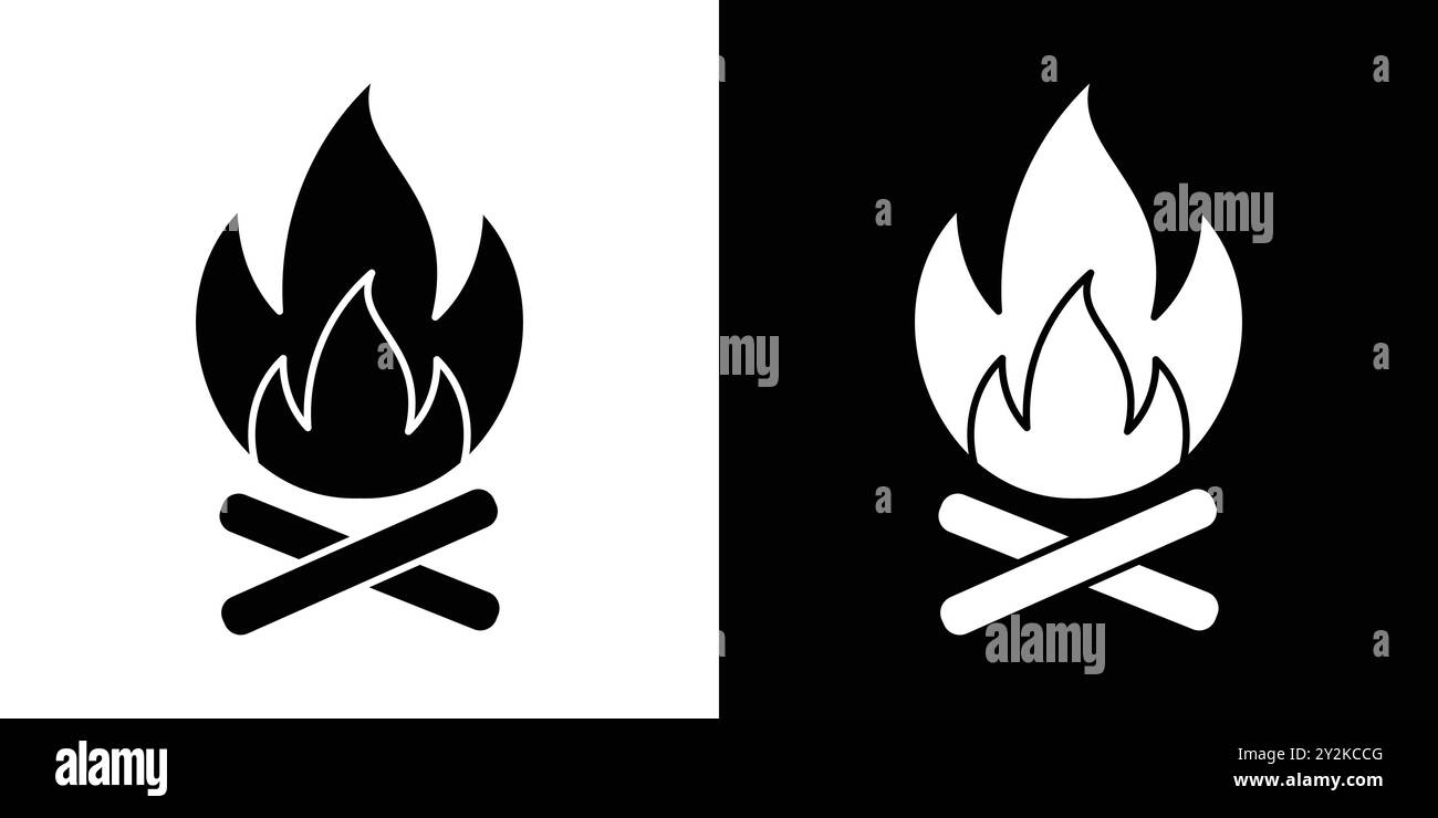 Campfire icon linear logo mark set collection in black and white for ...