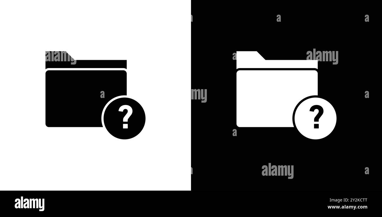 Folder with questionmark icon linear logo mark set collection in black and white for web Stock Vector